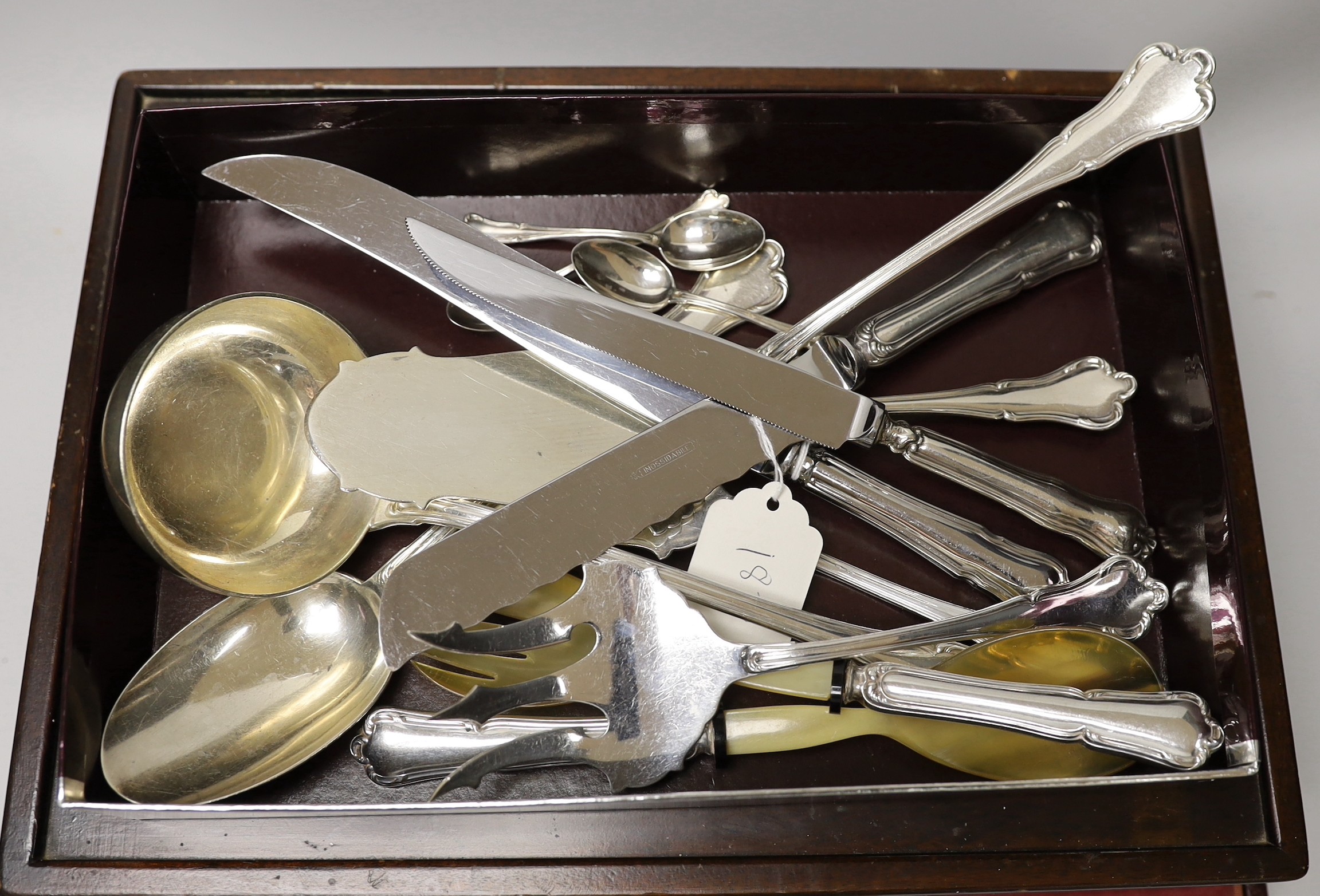 A matched part canteen of mid 20th century Italian 800 standard white metal cutlery